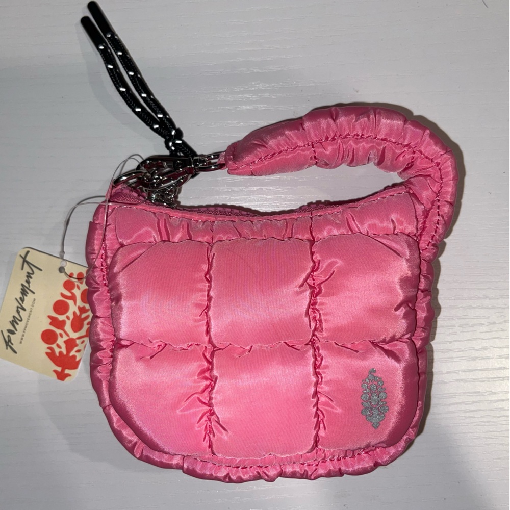 New Free People mini bubblegum pink quilted bag